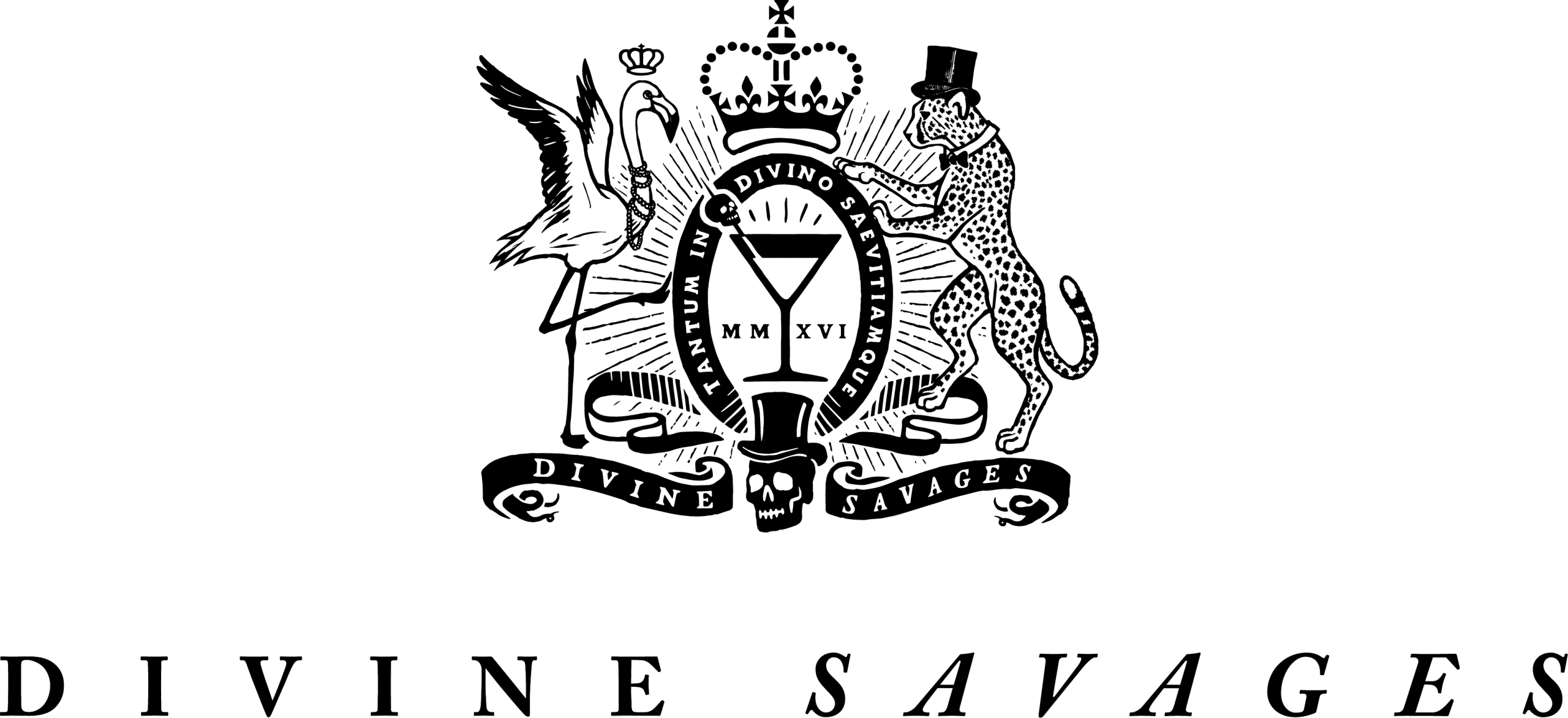 Divine Savages flamingo leopard full company logo